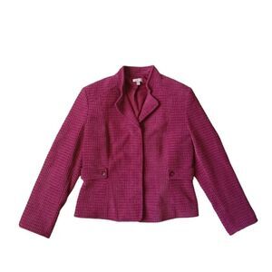 Ingenuity Pink Padded Shoulder Textured Button Down Blazer Jacket Women's Size 8